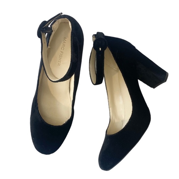 Marc Fisher Ion Ankle Strap Heel Black Velvet - Picture 3 of 15